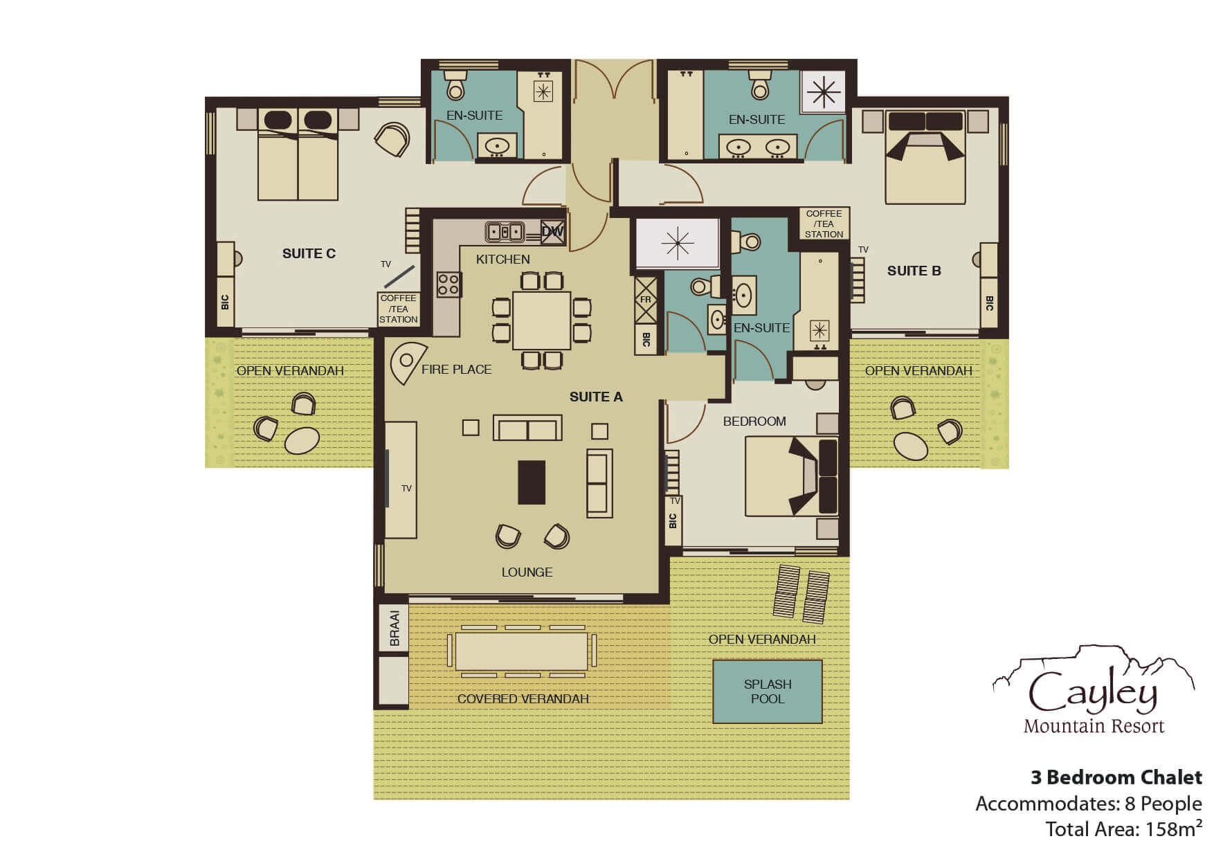 Floor plan of a 3 Bedroom Chalet