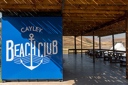 The entrance to the Cayley Beach Club kiosk