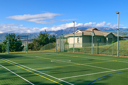 The multi court located behind reception